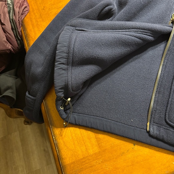 Polo by Ralph Lauren Fleece Navy Jacket with Brown Trim - Picture 9 of 11